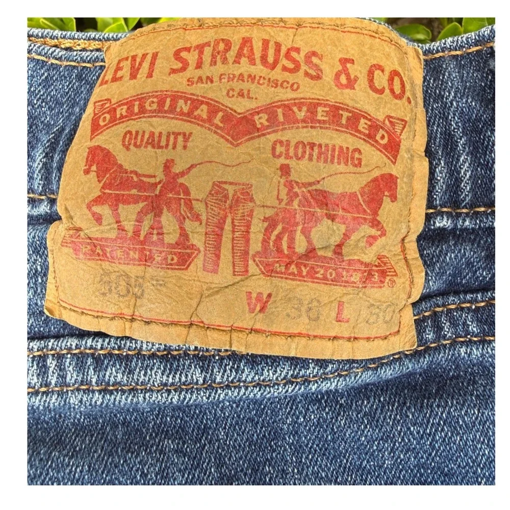 Levis 505 Regular Fit Mens‎ Jeans 35x28 Blue Denim Straight Leg Stretch